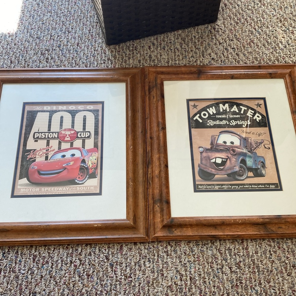Pixar Lightning McQueen and Tow Mater Framed Art